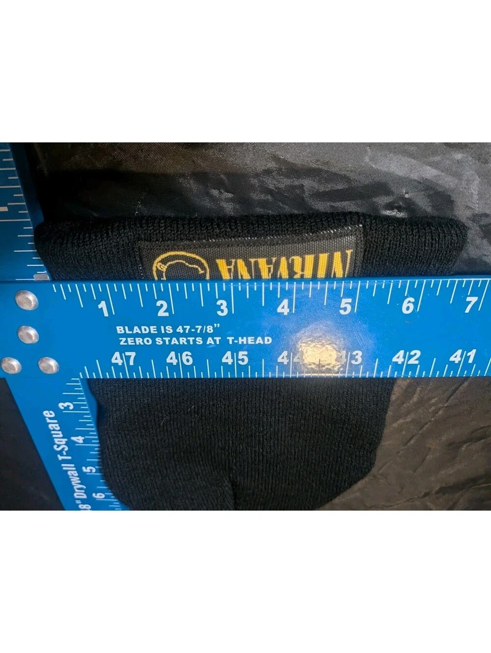 Nirvana Gray Beanie Hat Yellow Text Smiley Grunge Rock Band Merch Knit Cap